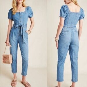Pilcro and the Letterpress Light Blue Denim Jumpsuit size 0